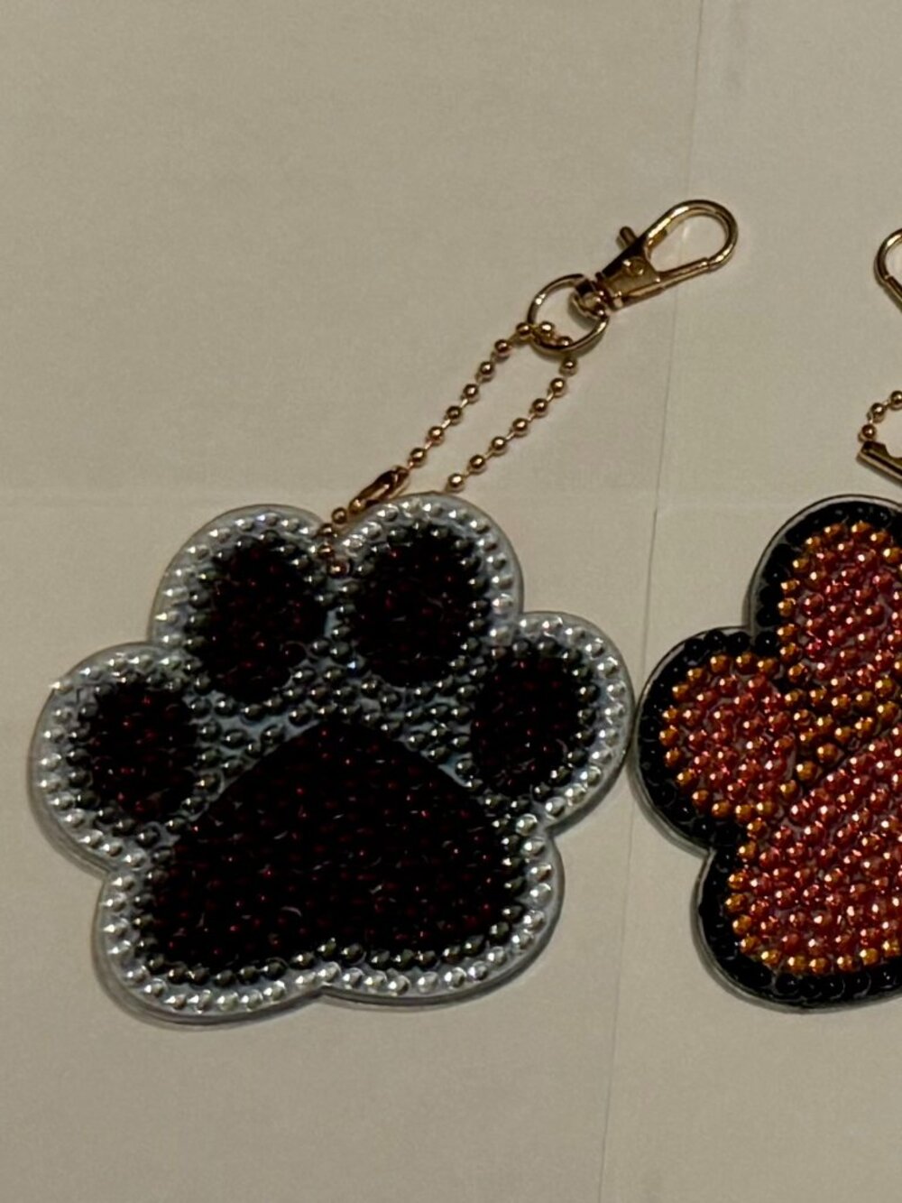 6 Diamond Art Dogs Paw Print Backpack Charms Keychains